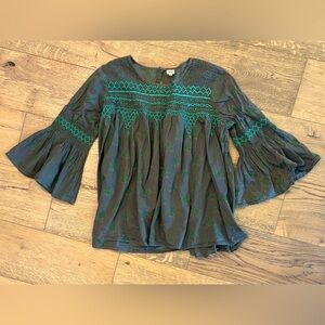 IVY JANE Green Floral Embroidered Women's Top - All Season, thin fabric & breezy